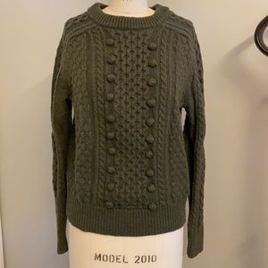 Jcrew green wool cable knit sweater size small